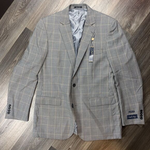 Joseph Feiss Gold Sport Coat Blazer Jacket Mens 42 L Two Button New